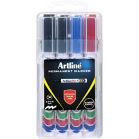 artline 90 permanent marker chisel 2-5mm assorted hard case pack 4