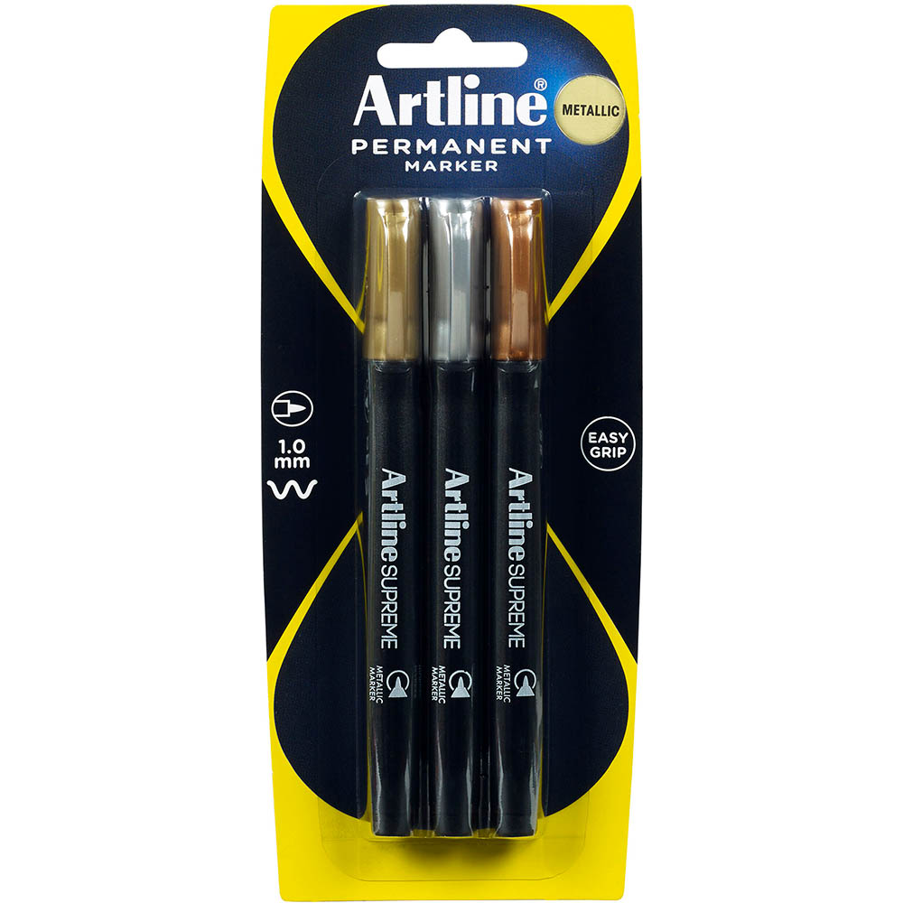 Image for ARTLINE SUPREME METALLIC MARKER BULLET 1.0MM ASSORTED PACK 3 from PaperChase Office National