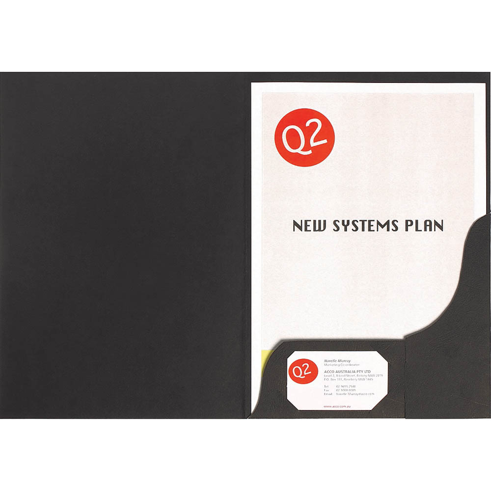 Image for MARBIG PROFESSIONAL PRESENTATION FOLDER A4 LEATHERGRAIN BLACK PACK 10 from Surry Office National
