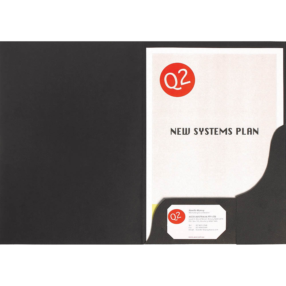 Image for MARBIG PROFESSIONAL PRESENTATION FOLDER A4 LEATHERGRAIN BLACK PACK 20 from Angletons Office National
