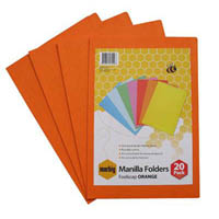 marbig manilla folder foolscap orange pack 20