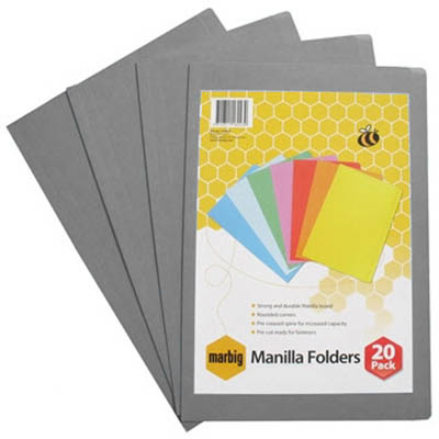 Image for MARBIG MANILLA FOLDER FOOLSCAP GREY PACK 20 from Discount Office National