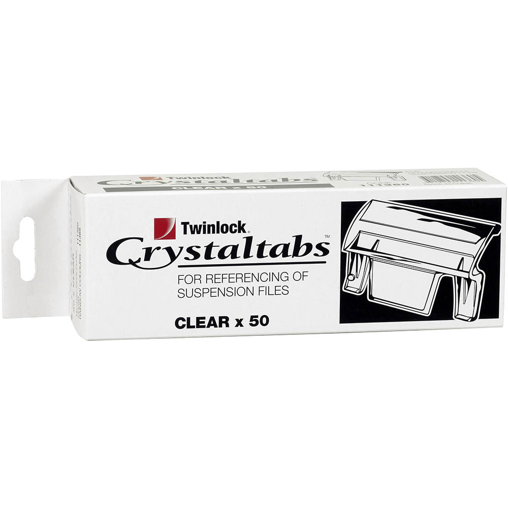 Image for CRYSTALTABS TWINLOCK TABS CLEAR BOX 50 from PaperChase Office National