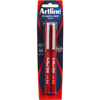 artline 200 fineliner pen 0.4mm red pack 2