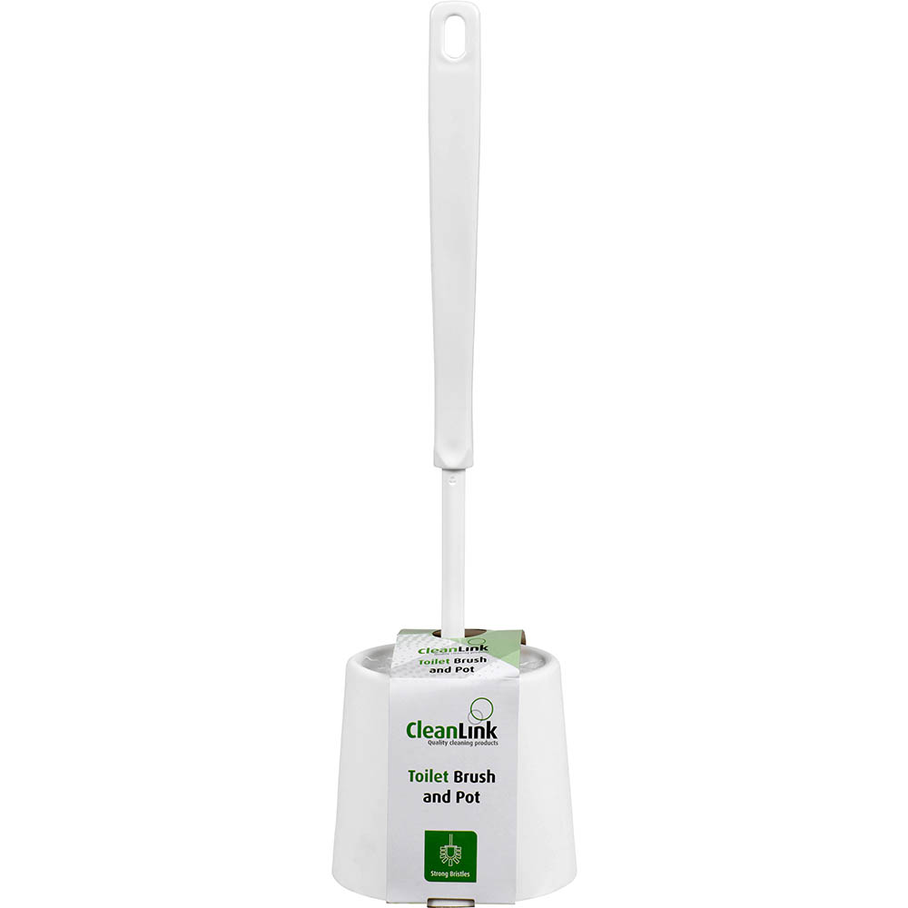Image for CLEANLINK TOILET BRUSH AND POT WHITE from Officebarn Office National
