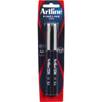 artline 220 fineliner pen 0.2mm black pack 2
