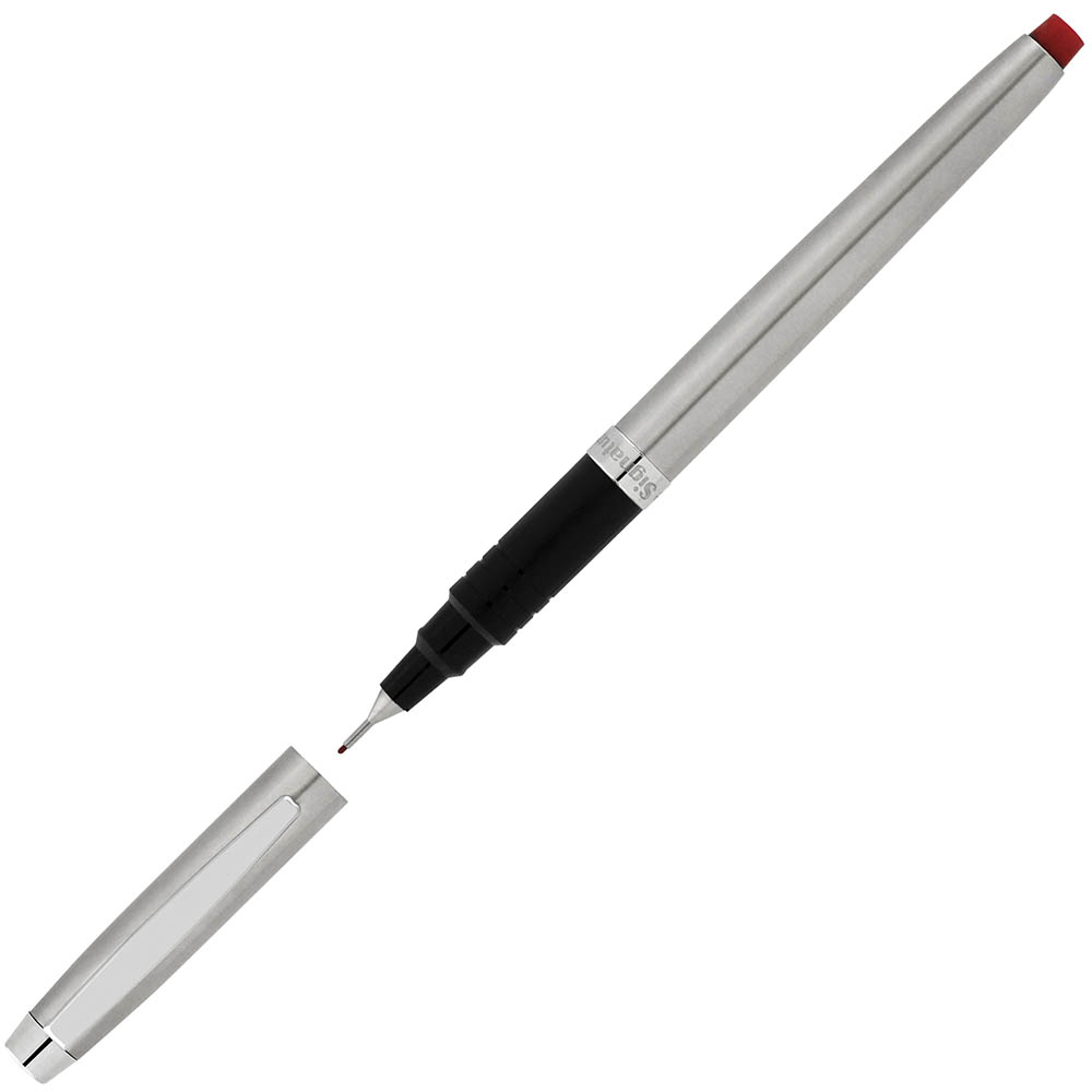 Image for ARTLINE SIGNATURE SILVER BARREL FINELINER PEN 0.4MM RED from Office National Perth CBD