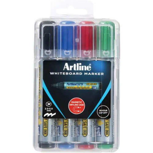 Image for ARTLINE 577 WHITEBOARD MARKER BULLET 3MM ASSORTED HARD CASE PACK 4 from Our Town & Country Office National