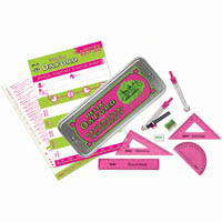 helix oxford clash math set pink and green