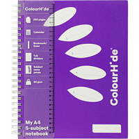 colourhide my 5-subject hardcover notebook 250 page a4 purple
