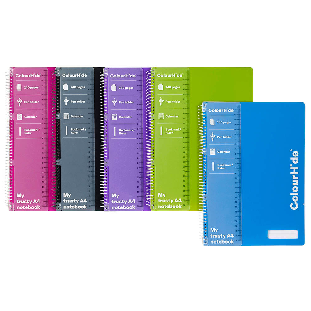 Image for COLOURHIDE NOTEBOOK 240 PAGE A4 ASSORTED from OFFICE NATIONAL CANNING VALE