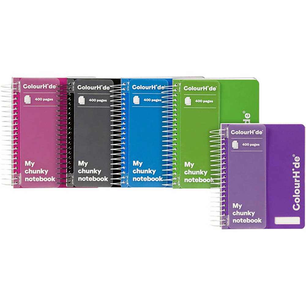 Image for COLOURHIDE CHUNKY NOTEBOOK 400 PAGES 140 X 110MM ASSORTED from Paul John Office National