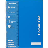 colourhide notebook with pockets 120 page a4 blue
