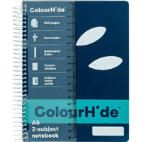 colourhide 2-subject notebook 300 page a5 navy