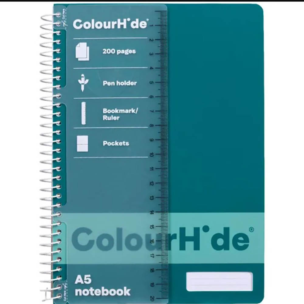Image for COLOURHIDE NOTEBOOK 200 PAGES A5 TEAL GREEN from Paul John Office National