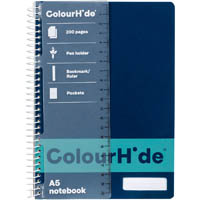 colourhide notebook 200 page a5 navy