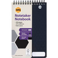 marbig notetaker notebook 200 page 200 x 127mm black