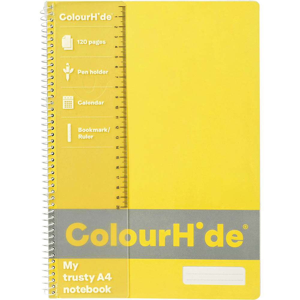 Image for COLOURHIDE MY TRUSTY NOTEBOOK 120 PAGE A4 FLUORO YELLOW from Discount Office National
