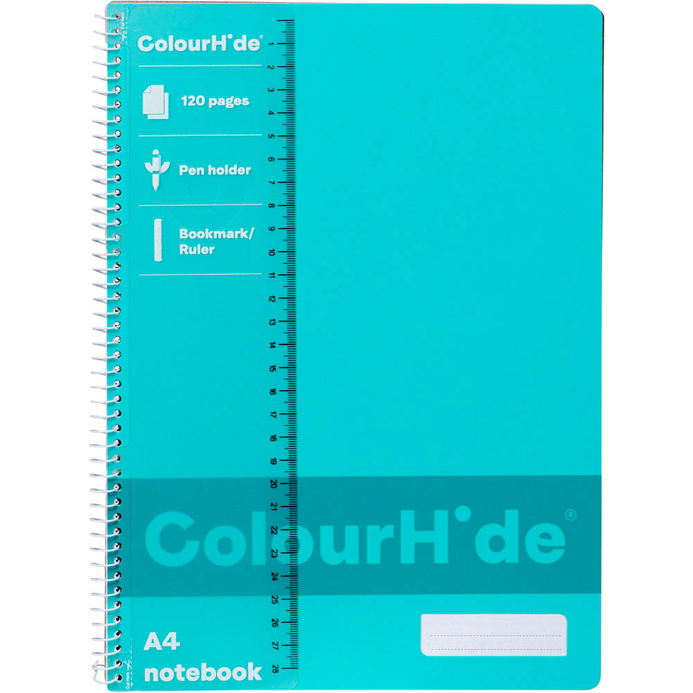 Image for COLOURHIDE NOTEBOOK 120 PAGE A4 AQUA from Aztec Office National