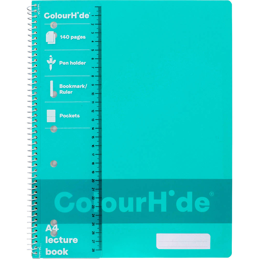 Image for COLOURHIDE LECTURE NOTEBOOK 140 PAGE A4 AQUA from Complete Stationery Office National (Devonport & Burnie)