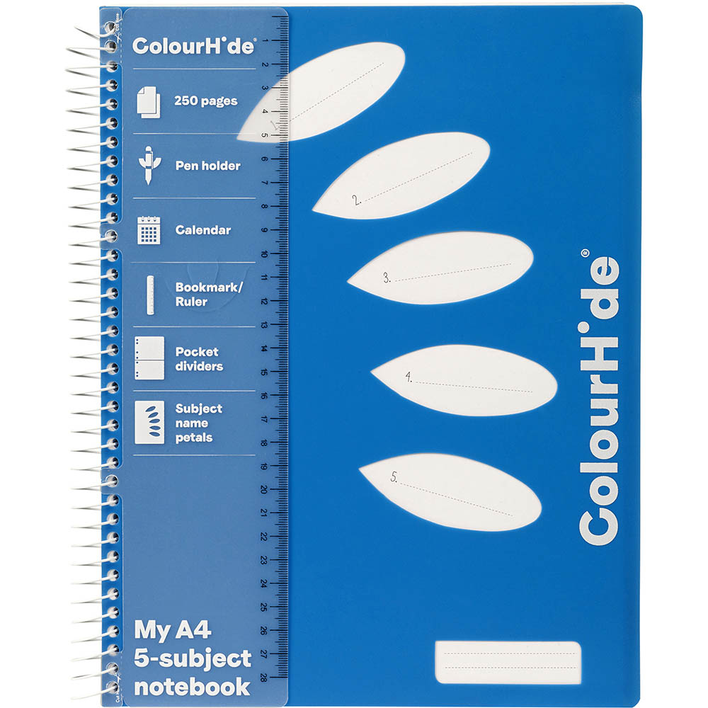 Image for COLOURHIDE 5-SUBJECT NOTEBOOK 250 PAGE A4 BLUE from OFFICE NATIONAL CANNING VALE