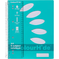colourhide 5-subject notebook 250 page a4 aqua