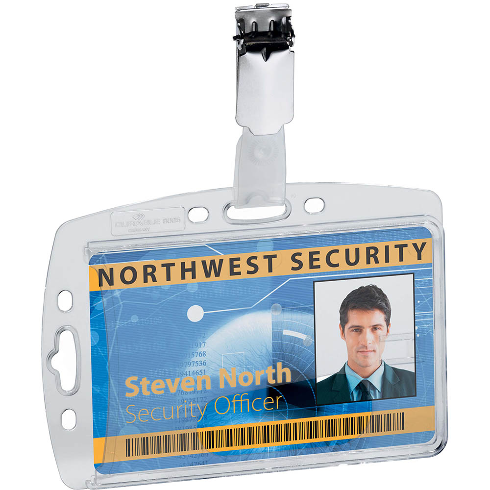 Image for DURABLE SECURITY PASS HOLDER ACRYLIC WITH CLIP CLEAR from Angletons Office National