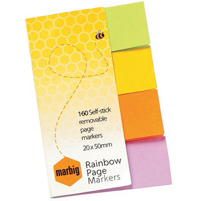 Image for MARBIG NOTES RAINBOW PAGE MARKERS 160 SHEET 20 X 50MM ASSORTED from Angletons Office National