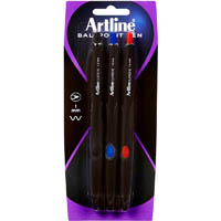 artline supreme retractable ballpoint pen 1.0mm assorted pack 3
