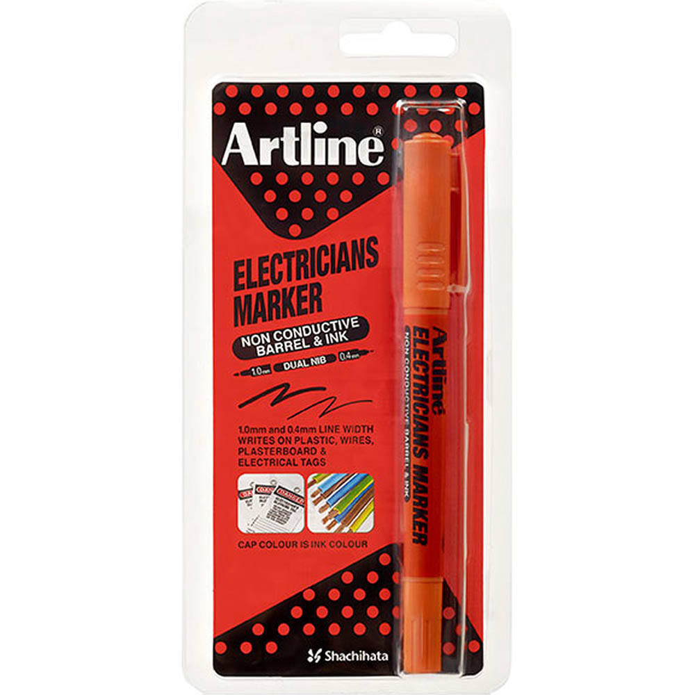 Image for ARTLINE ELECTRICIANS DUAL NIB PERMANENT MARKER BULLET 0.4/1.0MM ORANGE HANGSELL from Discount Office National