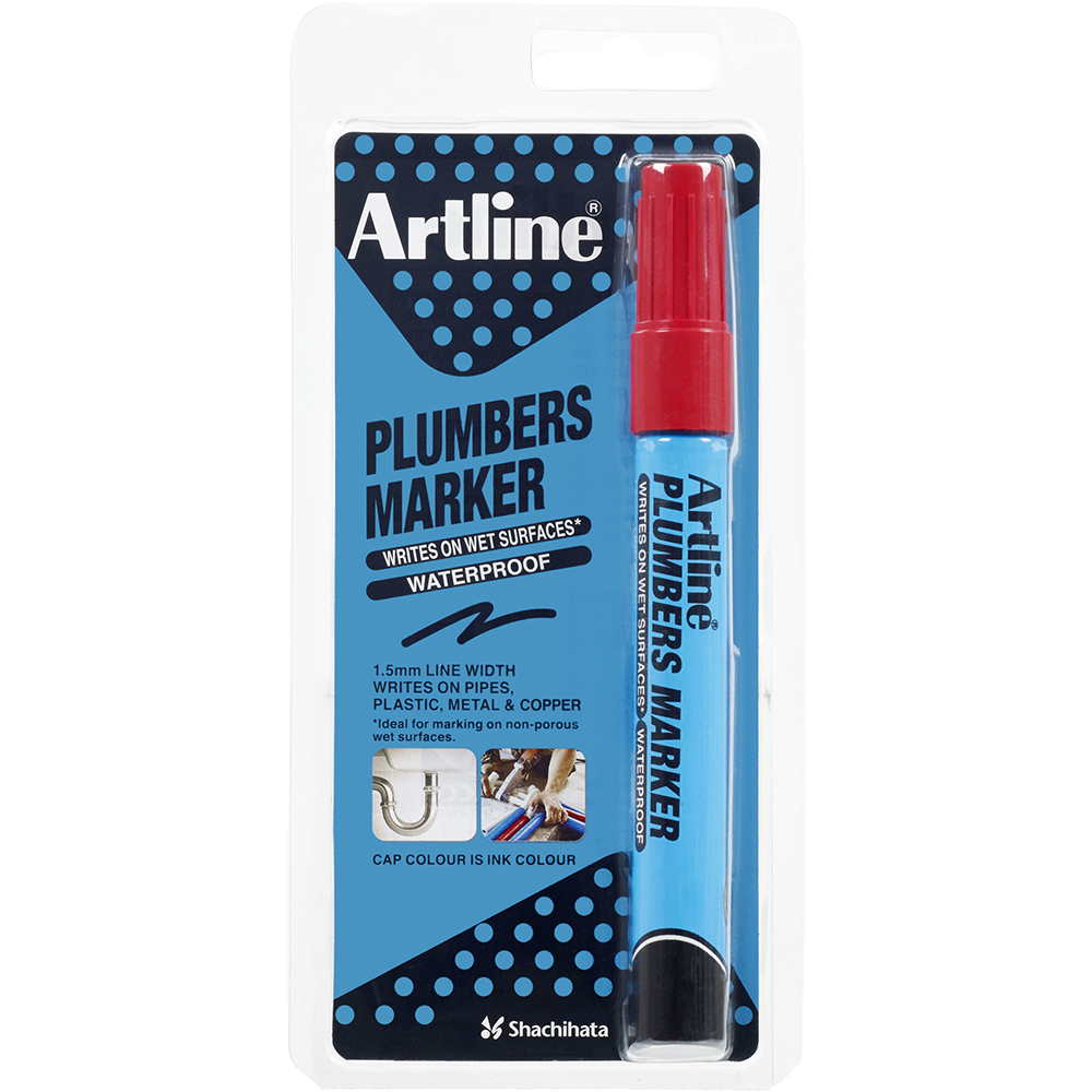 Image for ARTLINE PLUMBERS PERMANENT MARKER BULLET 1.5MM RED HANGSELL from Aztec Office National