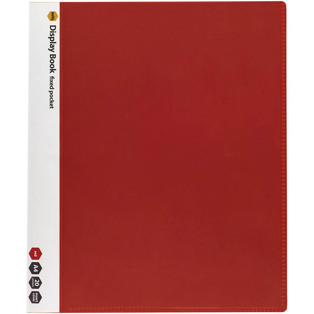 Image for MARBIG DISPLAY BOOK NON-REFILABLE INSERT COVER 20 POCKET A4 CLEAR/RED from Ezi Office Supplies Gold Coast