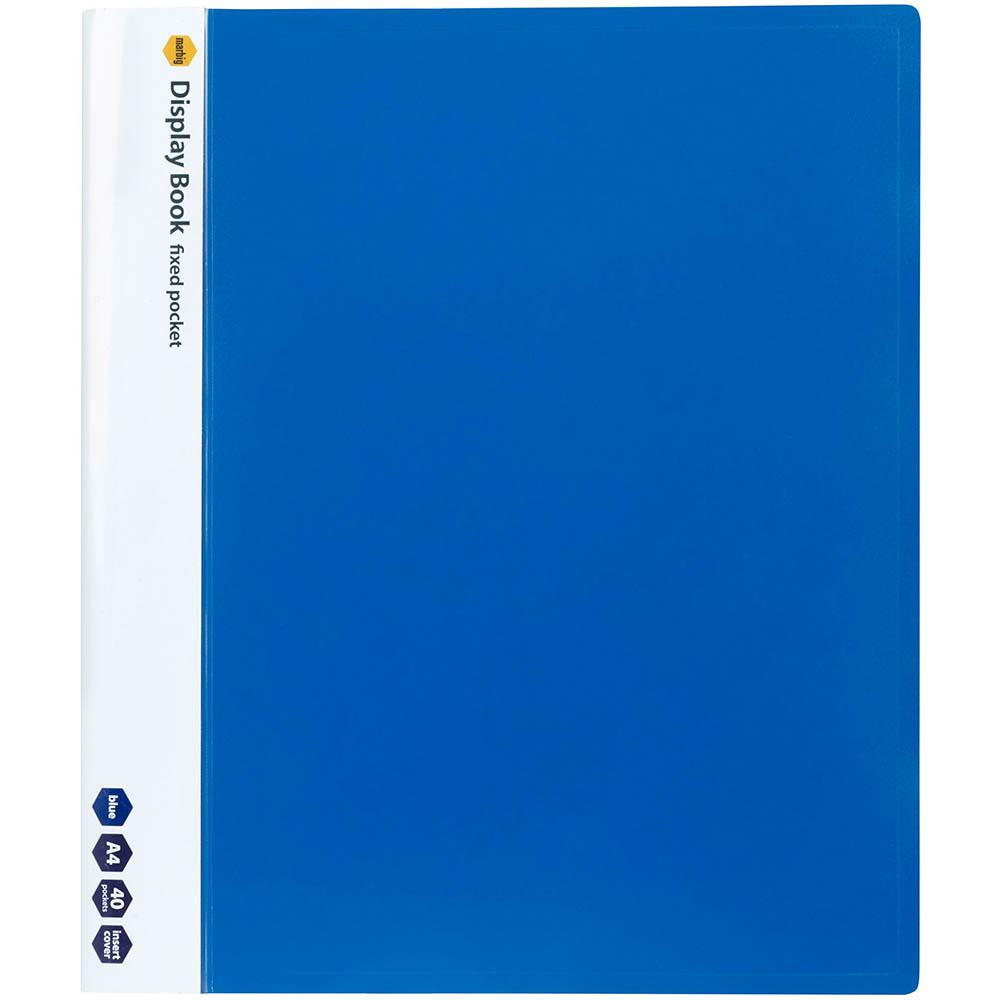 Image for MARBIG DISPLAY BOOK NON-REFILLABLE SPINE INSERT 40 POCKET A4 BLUE from Office National Xpress - Rockhampton
