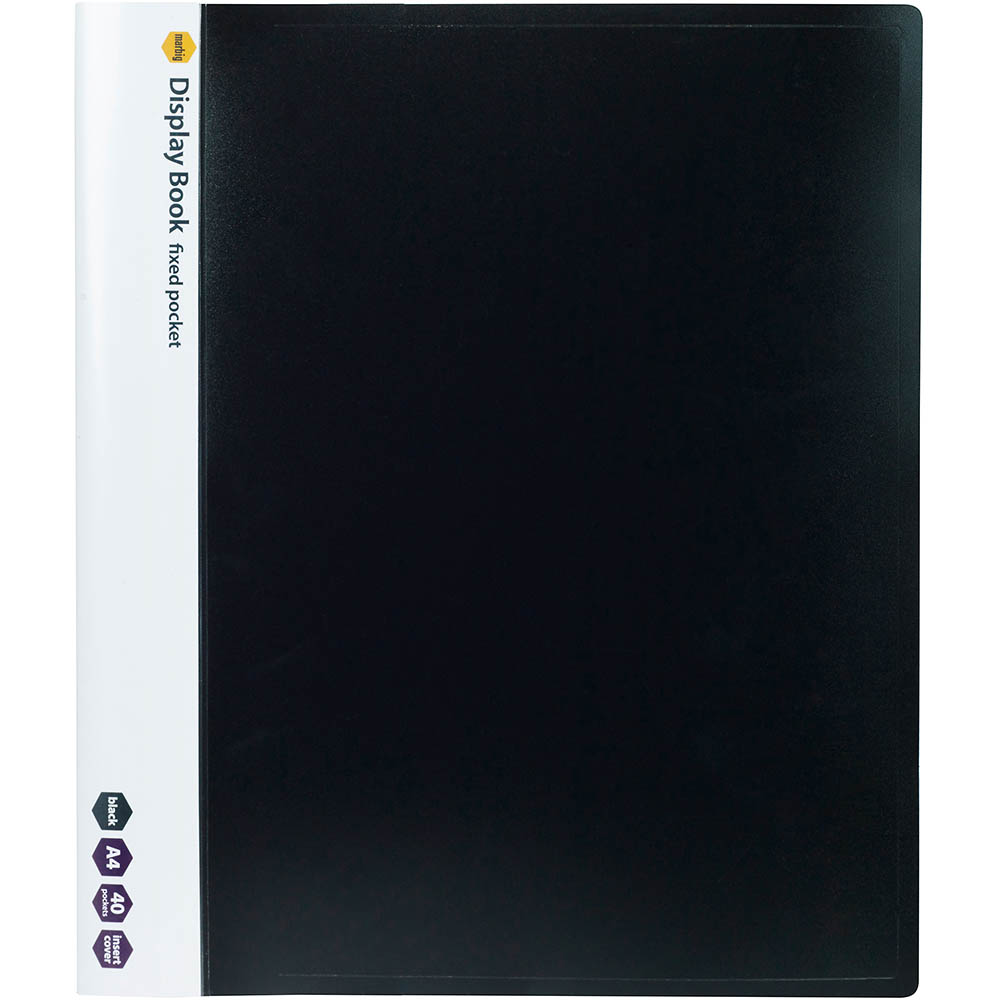 Image for MARBIG DISPLAY BOOK NON-REFILLABLE INSERT SPINE 40 POCKET A4 BLACK from Office National Whyalla