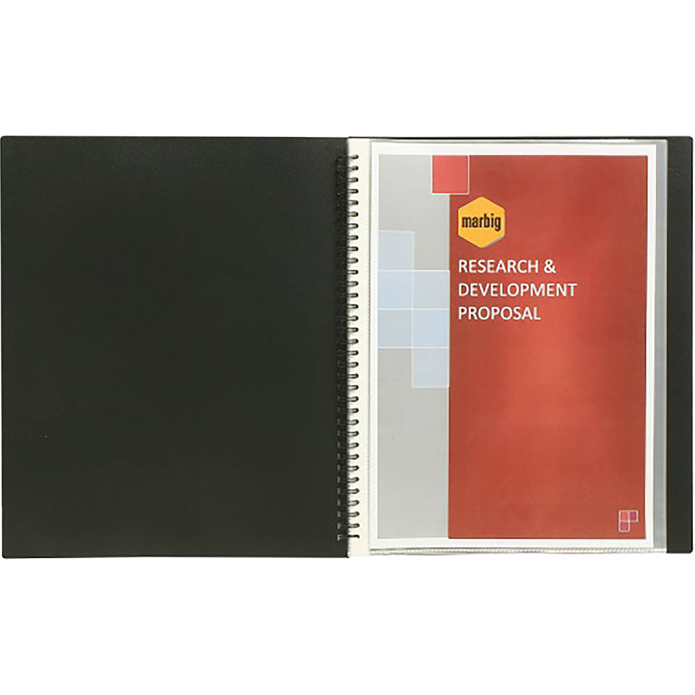 Image for MARBIG DISPLAY BOOK NON-REFILABLE TWIN WIRE 30 POCKET A4 BLACK from Surry Office National