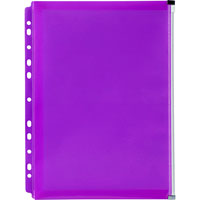 marbig binder pocket zip closure a4 purple