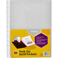marbig kwik zip display book refill a4 clear pack 10