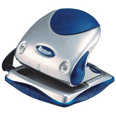 Rexel Precision P240 2 Hole Punch Silver/Blue 40 Sheet Capacity and Retractable Paper Guide