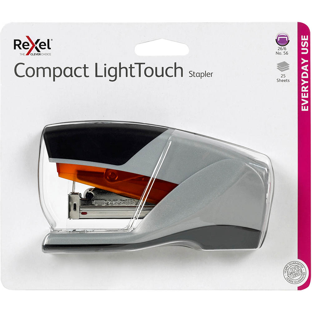 Image for REXEL COMPACT LIGHT TOUCH STAPLER GREY from Ezi Office National Tweed