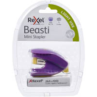 rexel beasti mini stapler purple/yellow