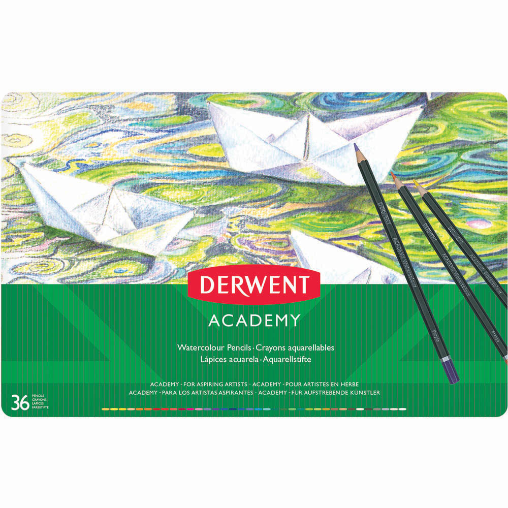 Image for DERWENT ACADEMY WATERCOLOUR PENCILS ASSORTED TIN 36 from Mackay Business Machines (MBM) Office National