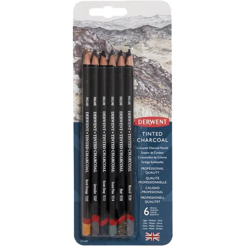 Image for DERWENT TINTED CHARCOAL PENCIL ASSORTED PACK 6 from Office National Capalaba