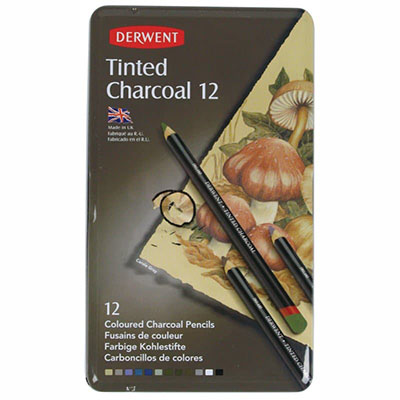 Image for DERWENT TINTED CHARCOAL PENCILS TIN 12 from Office National Hobart