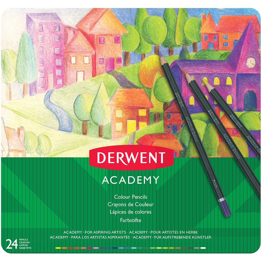 Image for DERWENT ACADEMY COLOURING PENCIL ASSORTED TIN 24 from Emerald Office Supplies Office National