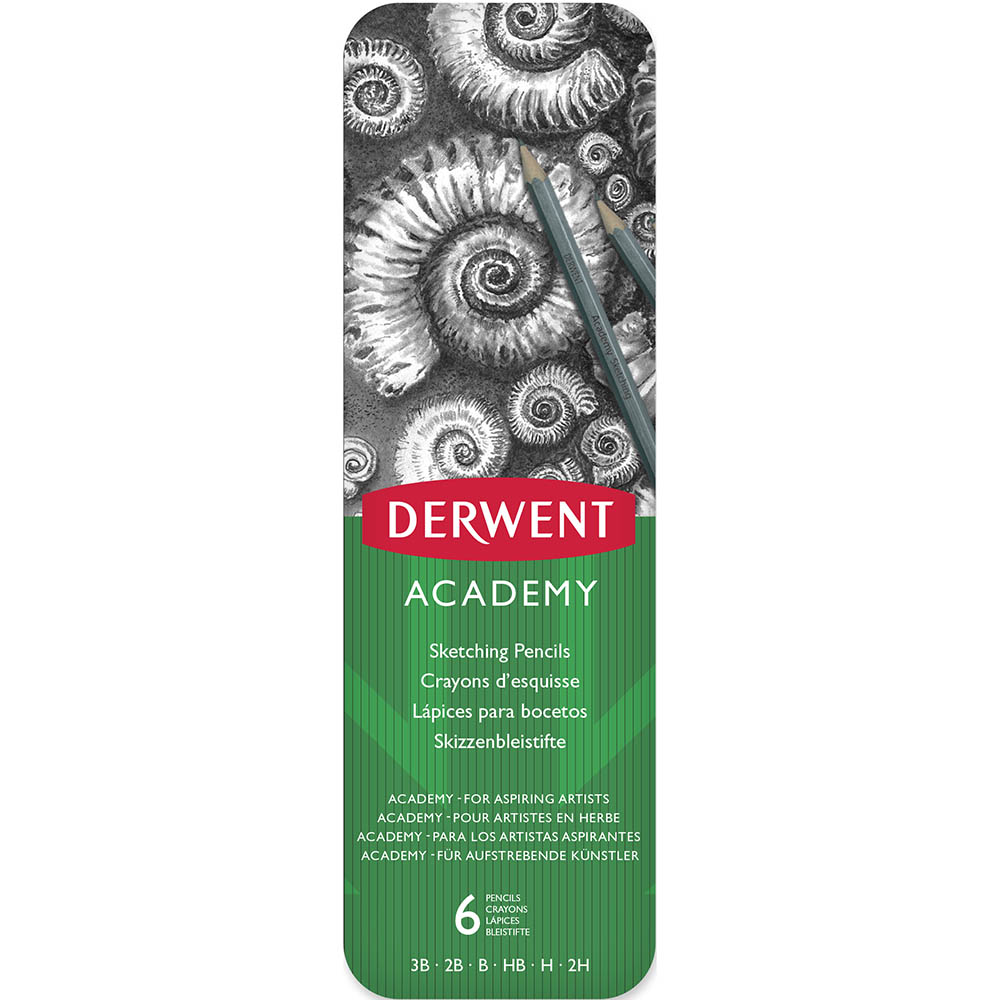 Image for DERWENT ACADEMY SKETCHING PENCIL 3B-2H TIN 6 from Office National Barossa