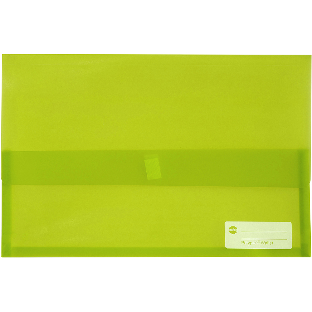 Image for MARBIG POLYPICK DOCUMENT WALLET FOOLSCAP TRANSLUCENT LIME from Chris Humphrey Office National