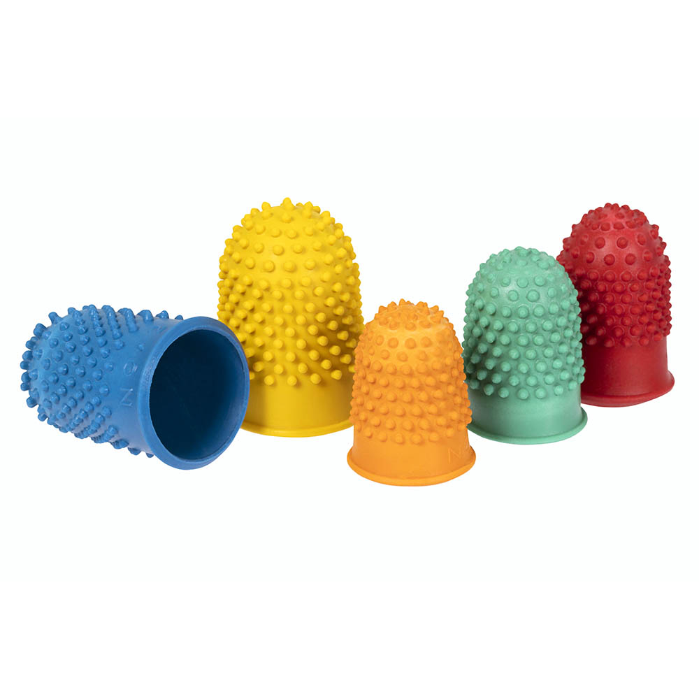 Image for REXEL THIMBLETTES FINGER CONES ASSORTED SIZE AND COLOURS PACK 15 from Complete Stationery Office National (Devonport & Burnie)