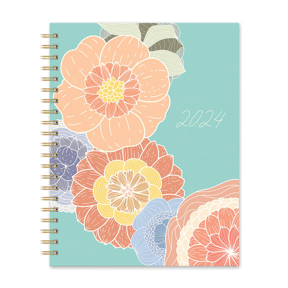 Image for ORANGE CIRCLE 24427 EXTRA LARGE SPIRAL PLANNER RETRO FLOWERS from Emerald Office Supplies Office National