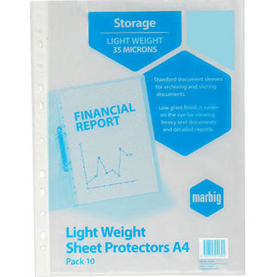 Image for MARBIG LIGHTWEIGHT COPYSAFE SHEET PROTECTORS A4 PACK 10 from Paul John Office National