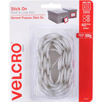 velcro brand® stick-on hook and loop dots 22mm white pack 40